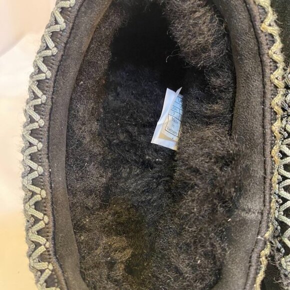 UGG Tasman Suede Shearling Lined Slip-On Slippers Black Cozy Braid Trim Women 7 - Picture 12 of 14
